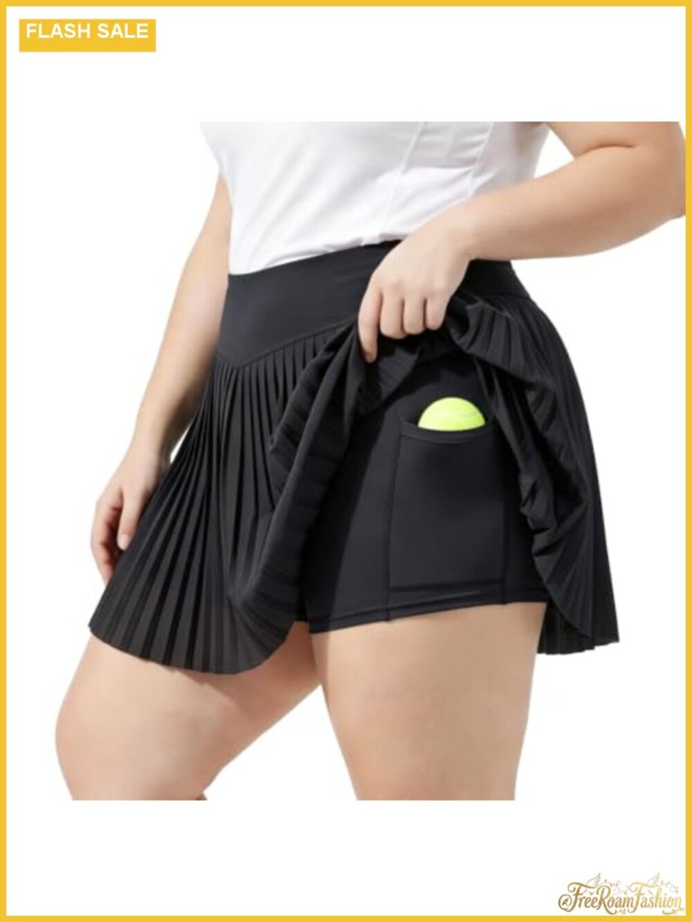 Plus Size Pleated Tennis Skirt with Shorts Pockets High Waisted Athletic Golf